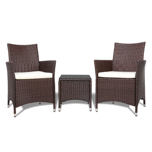 Ashley Rose 3pc Rattan Bistro Wicker Outdoor Furniture Set Brown - Ashley Rose