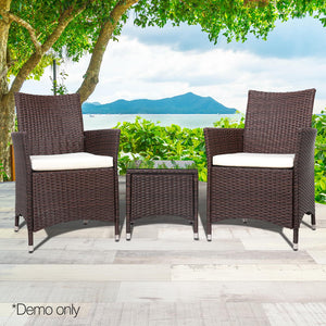 Ashley Rose 3pc Rattan Bistro Wicker Outdoor Furniture Set Brown - Ashley Rose