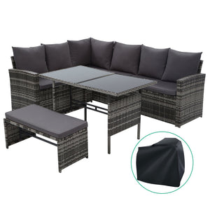 Ashley Rose Outdoor Furniture Sofa Set Dining Setting Wicker 8 Seater Storage Cover Mixed Grey - Ashley Rose