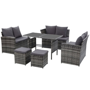 Ashley Rose Outdoor Furniture Sofa Set Dining Setting Wicker 9 Seater Storage Cover Mixed Grey - Ashley Rose