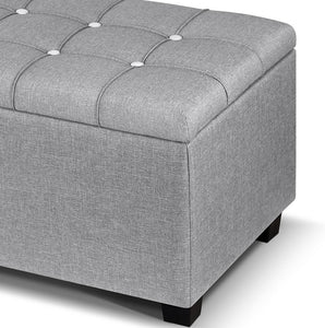 Ashley Rose Blanket Box Storage Ottoman Fabric Foot Stool Grey - Ashley Rose