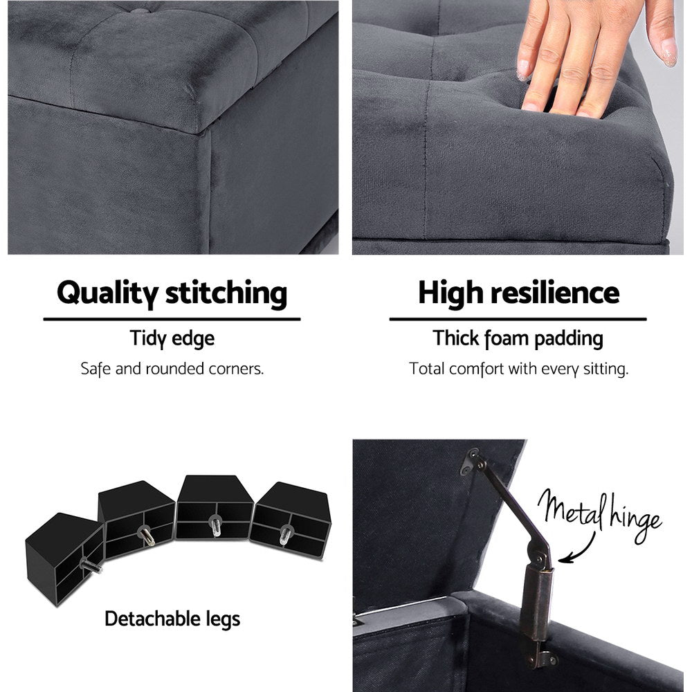 Ashley Rose Storage Ottoman Blanket Box Velvet Foot Stool Chest Couch