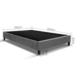 Ashley Rose King Size Bed Base Frame Pine Wood Slats - Grey - Ashley Rose