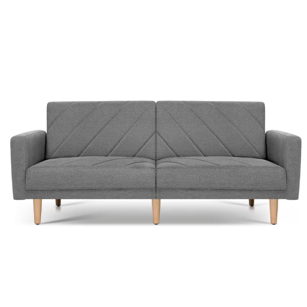 Ashley Rose 1950mm 3 Seater Sofa Bed Recliner Lounge Couch Futon Grey