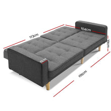 Load image into Gallery viewer, Ashley Rose 1950mm 3 Seater Sofa Bed Recliner Lounge Chair Tufted Plush Fabric Dark Grey - Ashley Rose