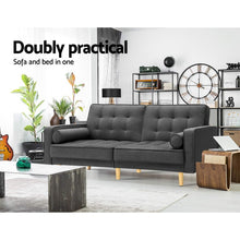 Load image into Gallery viewer, Ashley Rose 1950mm 3 Seater Sofa Bed Recliner Lounge Chair Tufted Plush Fabric Dark Grey - Ashley Rose