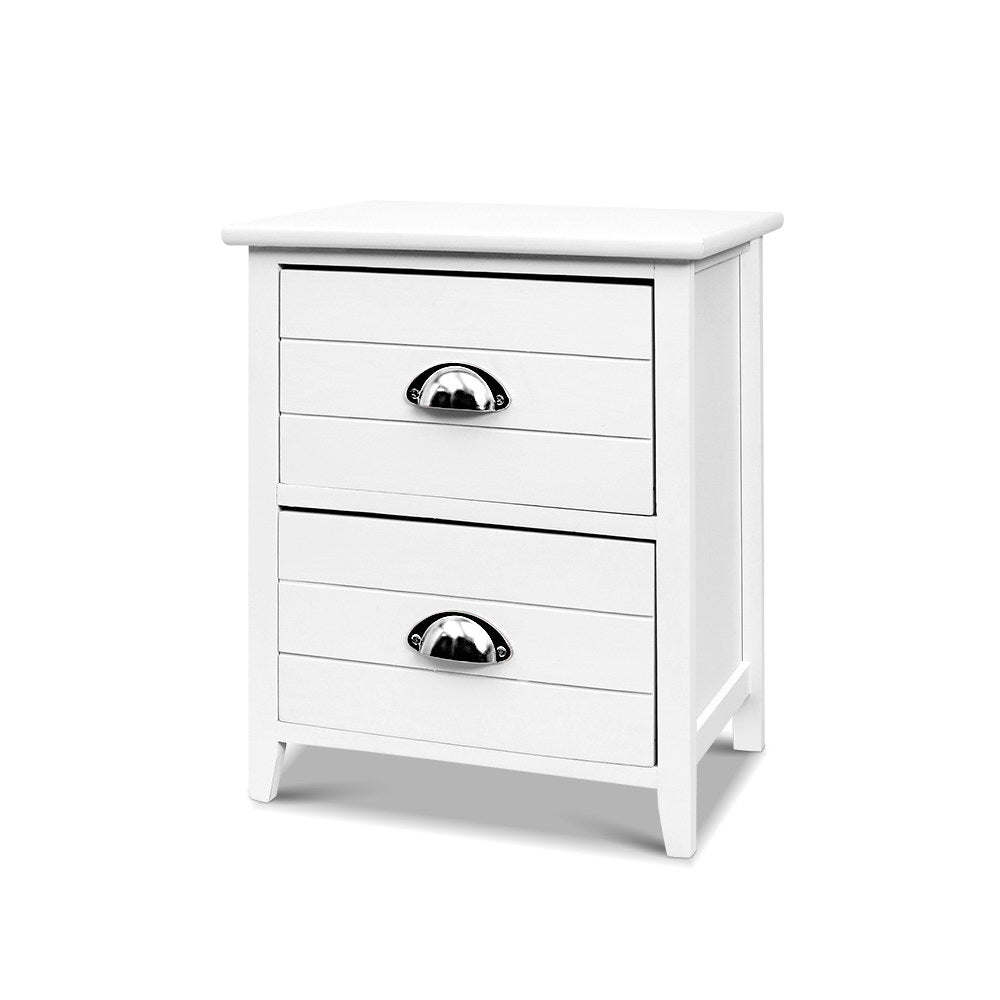 Ashley Rose 2x Bedside Table Nightstands 2 Drawers Storage Cabinet Bedroom Side White - Ashley Rose