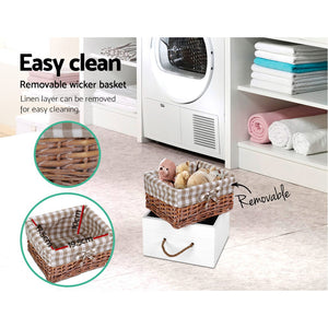 Ashley Rose 2x Bedside Tables Shabby Chic Storage Cabinet Unit Drawers Side Basket - Ashley Rose
