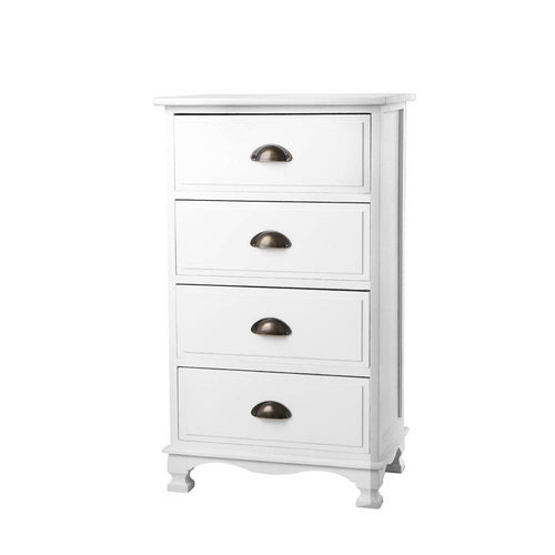 Ashley Rose Vintage Bedside Table Chest 4 Drawers Storage Cabinet Nightstand White - Ashley Rose