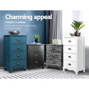 Ashley Rose Bedside Tables Drawers Side Table Cabinet Vintage Blue Storage Nightstand - Ashley Rose