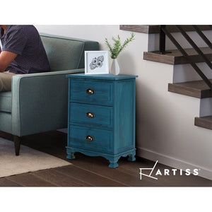 Ashley Rose Bedside Tables Drawers Side Table Cabinet Vintage Blue Storage Nightstand - Ashley Rose