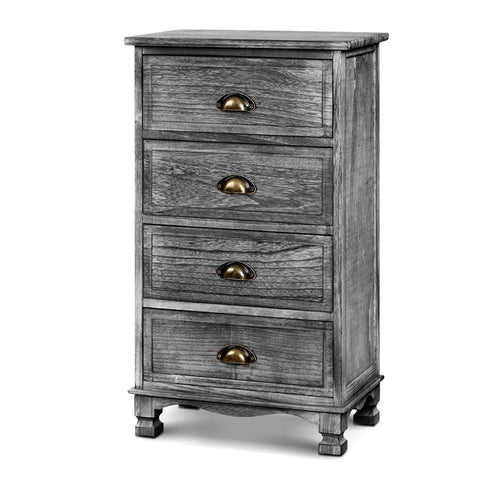 Ashley Rose Bedside Tables Drawers Cabinet Vintage 4 Chest of Drawers Grey Nightstand - Ashley Rose