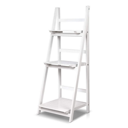 Ashley Rose Display Shelf 3 Tier Wooden Ladder Stand Storage Book Shelves Rack White - Ashley Rose