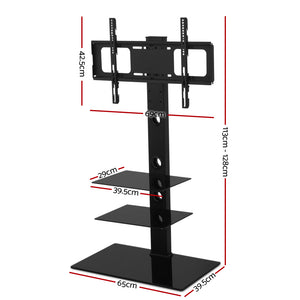 Ashley Rose Floor TV Stand Brakcket Mount Swivel Height Adjustable 32 to 70 Inch Black - Ashley Rose