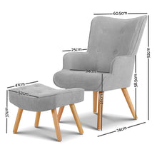 Load image into Gallery viewer, Ashley Rose Armchair and Ottoman - Light Grey - Ashley Rose