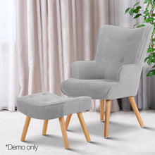 Load image into Gallery viewer, Ashley Rose Armchair and Ottoman - Light Grey - Ashley Rose