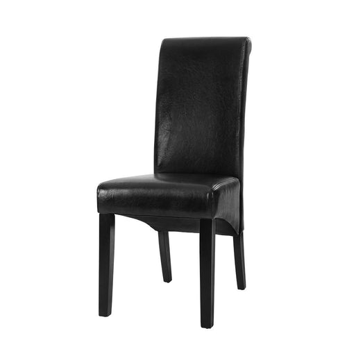 Ashley Rose 2x Dining Chairs French Provincial Kitchen Cafe PU Leather Padded High Back Pine Wood Black - Ashley Rose