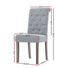 Load image into Gallery viewer, Ashley Rose 2x Dining Chairs French Provincial Kitchen Cafe Fabric Padded High Back Pine Wood Light Grey - Ashley Rose