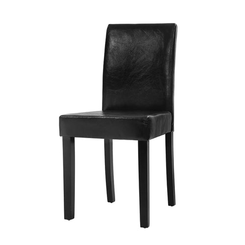 Ashley Rose 2x Dining Chairs PU Leather Padded High Back Wood Cafe Kitchen Black - Ashley Rose