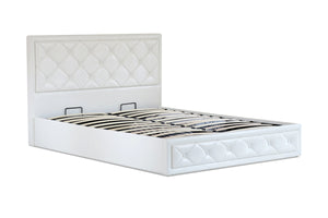 Jasmine PU Leather Queen Gas Lift Ottoman Storage Bed White - Ashley Rose