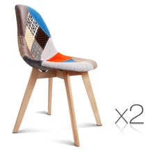 Load image into Gallery viewer, Ashley Rose Set of 2 Retro Beech Fabric Dining Chair - Multi Colour - Ashley Rose
