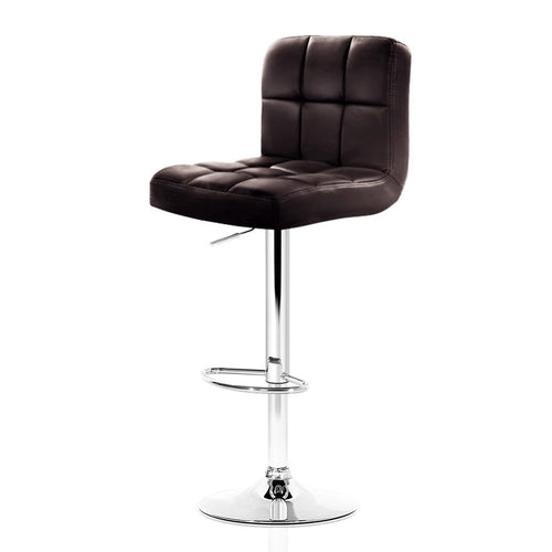 Ashley Rose 2x Gas Lift Bar Stools Swivel Chairs Leather Chrome Chocolate - Ashley Rose