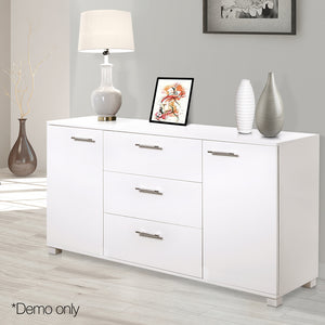 Ashles Rose High Gloss Sideboard Storage Cabinet Cupboard - White - Ashley Rose