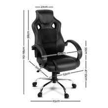 Load image into Gallery viewer, Racing Style PU Leather Office Desk Chair - Black - Ashley Rose