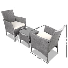 Load image into Gallery viewer, 3 Piece Wicker Outdoor Chair Side Table Furniture Set - Grey - Ashley Rose